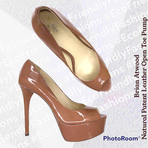 Brian Atwood Women's Florencia Patent Leather Peep Toe Pump Size 7